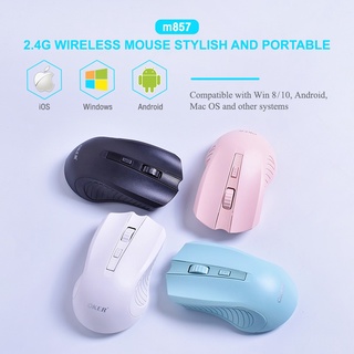 เมาส์ไร้สายไร้เสียง Mouse  wireless OKER M857  เสียงเงียบ คลิกนุ่ม เสถียร์ แม่นยำ  จับถนัดมือ ระยะ 20 เมตร