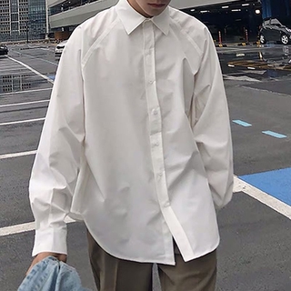เสื้อเชิ้ตแขนยาว เสื้อเชิ๊ต แขนยาว ชายเสื้อผ้า สไตล์เกาหลีสไตล์ -- หล่อ ของผู้ชาย เสื้อสีขาว เสื้อลำลอง