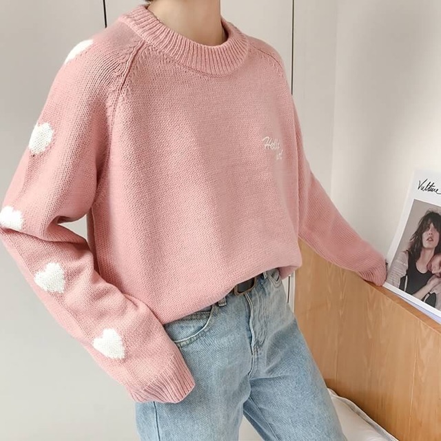 พร้อมส่ง-hello-girl-sweater