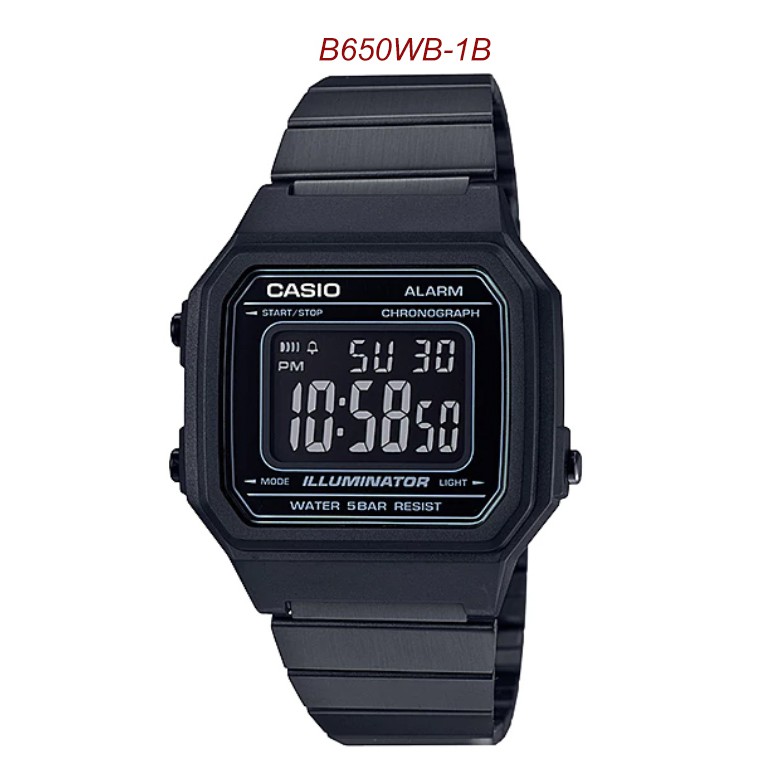 casio-standard-นาฬิกาข้อมือผู้หญิง-ผู้ชาย-สายสเตนเลสสตีล-รุ่น-b650wb-1b-สีดำ-ของแท้ประกัน1ปี