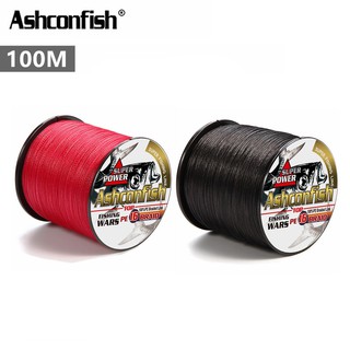 Ashconfish สายเอ็นตกปลา PE แบบถัก 16 เส้น 100 เมตร X16 สีดํา สีแดง