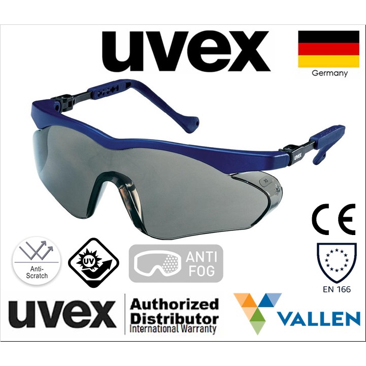 UVEX 9197266 Skyper SX2 แว่นตานิรภัย กรอบสีน้ำเงิน สีเทา Supravision HC ...