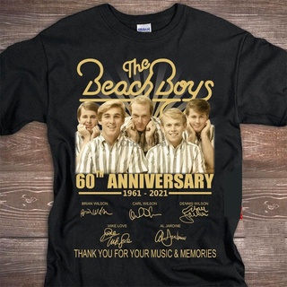 เสื้อยืดวงดนตรีผ้าฝ้ายแท้ คอลูกเรือเสื้อยืด พิมพ์ลาย The Beach Boys ครบรอบ 60 ปี Thank For Your Music And Memories PI154