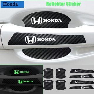 【Honda / ฮอนด้า 】กันรอยมือจับประตูรถยนต ติดมือจับประตูรถยนต์นสีฟิล์มตอนเปิดสติกเกอร์ตกแต่งรถยนต์ ป้องกันรอย แบบเคฟล่าเรืองแสง ติดรถ ที่จับ เบ้ามือจับรถยนต์ ที่ติดมือจับประตูรถยนต์ สติ๊กเกอร์ผ้าคาร์บอนเคฟล่าแท้โลโก้ เรืองแสง กันรอยเบ้ามือจับประตูรถ