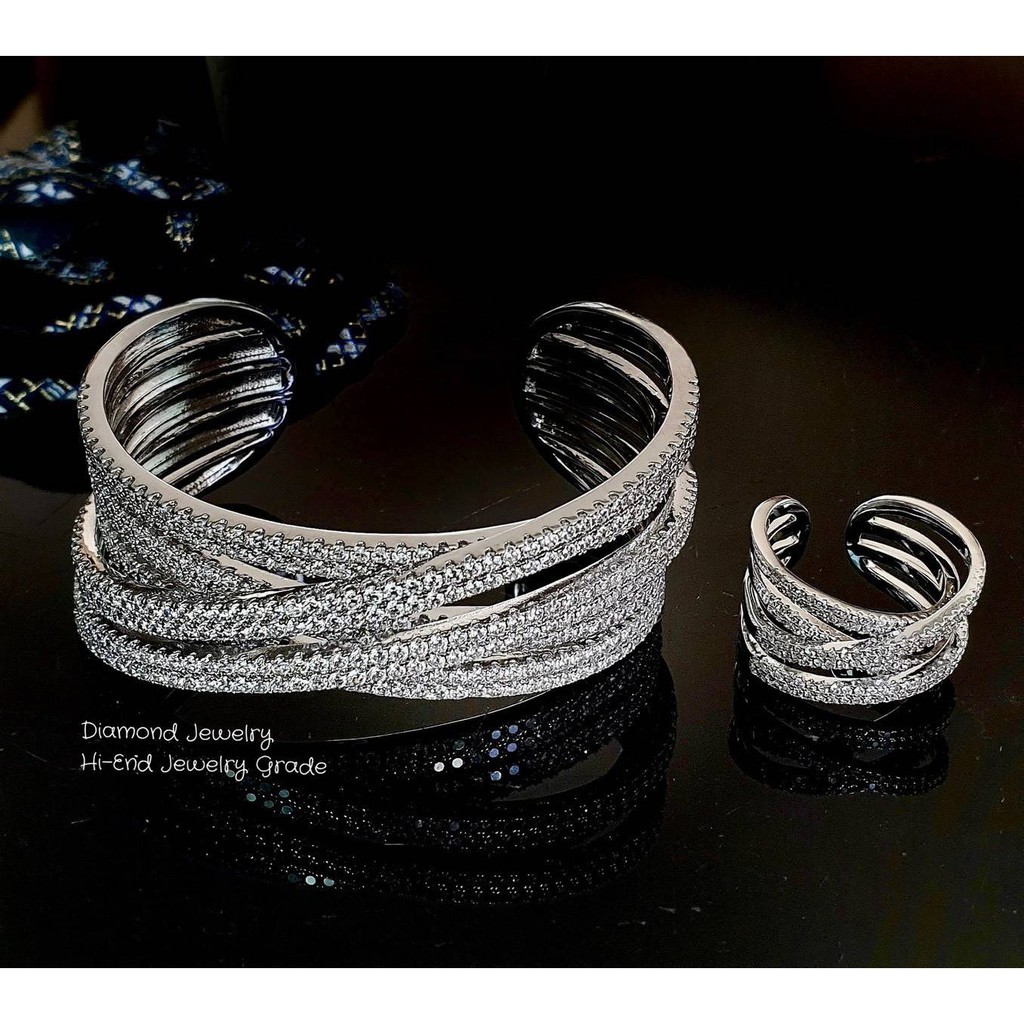 diamond-bangle-amp-ring-กำไลข้อมือและแหวนเข้าเซต-งานเพชร-cz-แท้งานเกรดไฮเอนค่ะ-ตัวแหวนฝังเพชรรอบวงเต็มๆเลย