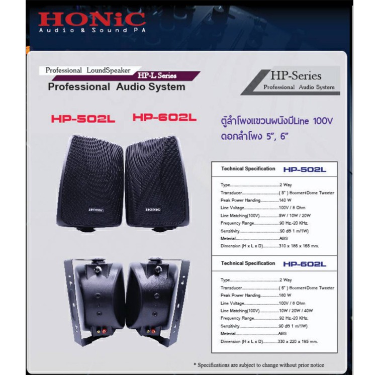 ชุดตู้ลำโพง-honic-hp502lลำโพคู่ติดผนังมีไลน์-ขนาด-5-นิ้ว-แพ็ค-1-คู่-เสียงดี-งานประกาศ-สัมมนา-ห้องประชุม