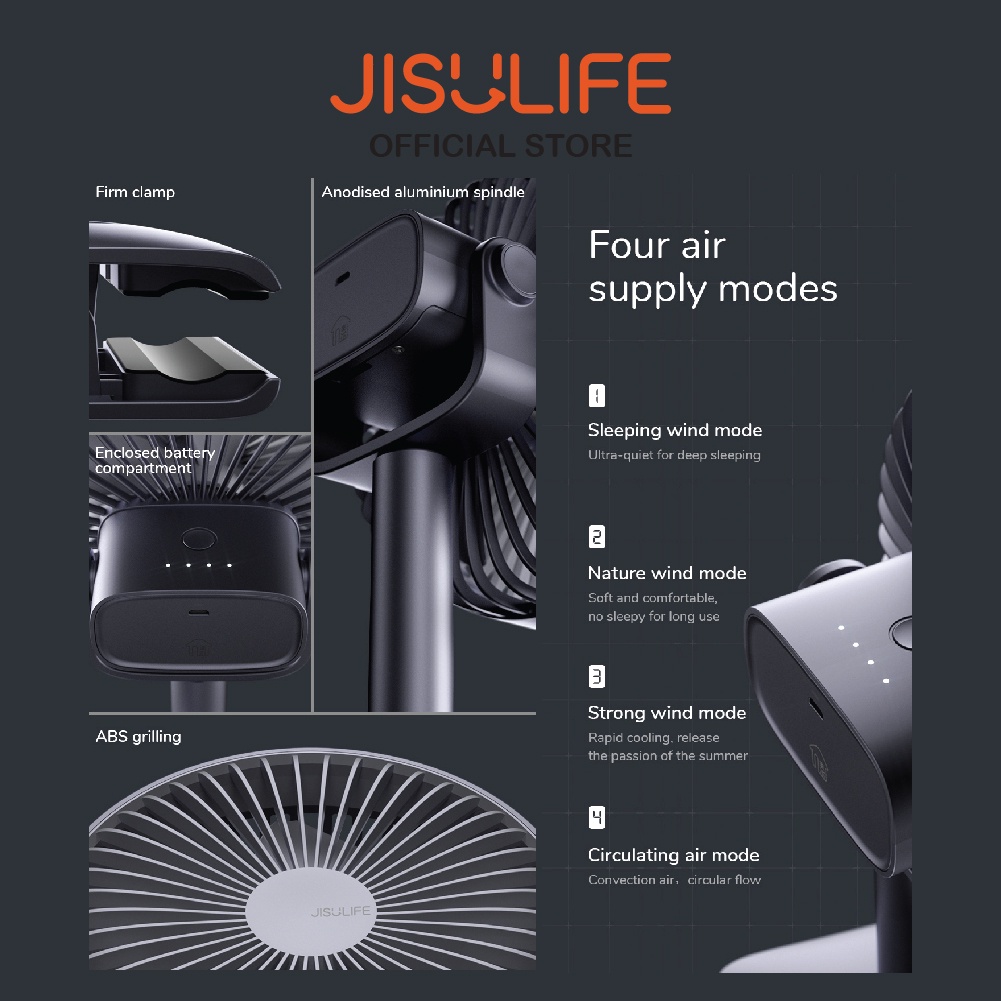 ภาพสินค้าJisulife F7B Clip Type USB Fan พัดลมตั้งโต๊ะ จากร้าน jisulife_thailand บน Shopee ภาพที่ 2