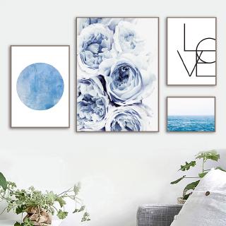 ภาพขนาดย่อของภาพหน้าปกสินค้าNordic Poster Blue Ocean Canvas Painting Flower Wall Print Landscape Poster Modern Picture Abstract Wall Art Painting Home Decor จากร้าน homeartworld.th บน Shopee