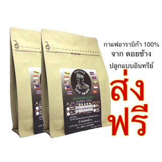 กาแฟอราบิก้าดอยช้าง อ่อน กลาง เข้ม / บด/ เมล็ด (2 ถุง)