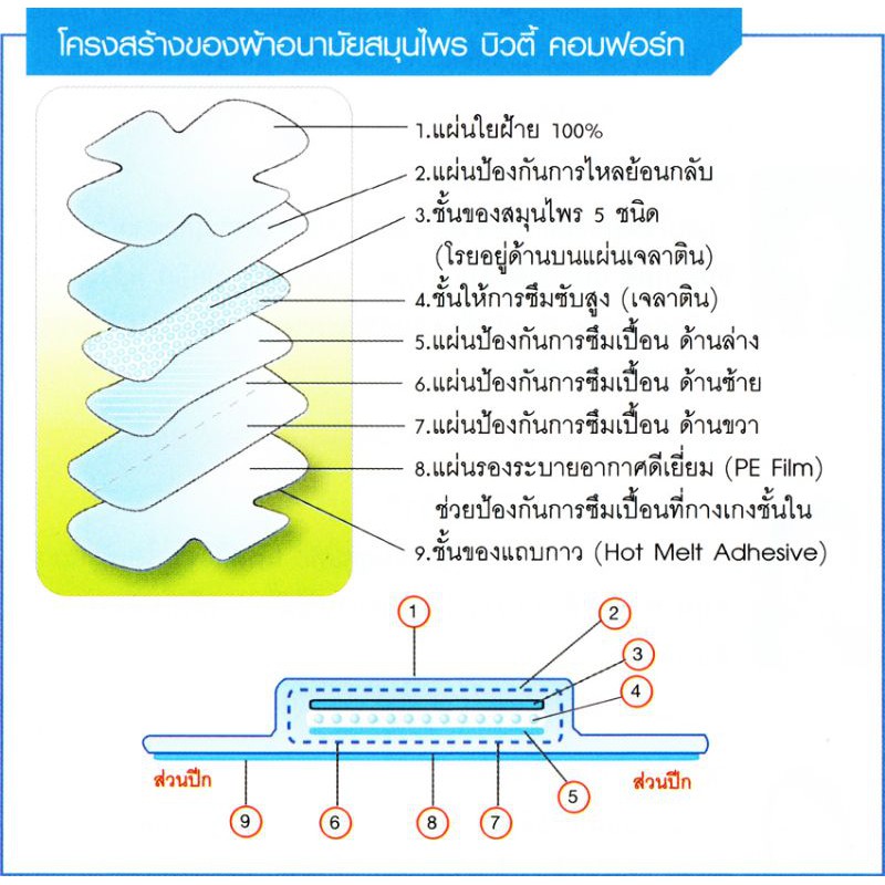 ผ้าอนามัยสมุนไพร-บิวตี้คอมฟอร์ท-สีเขียว-สำหรับทุกวัน