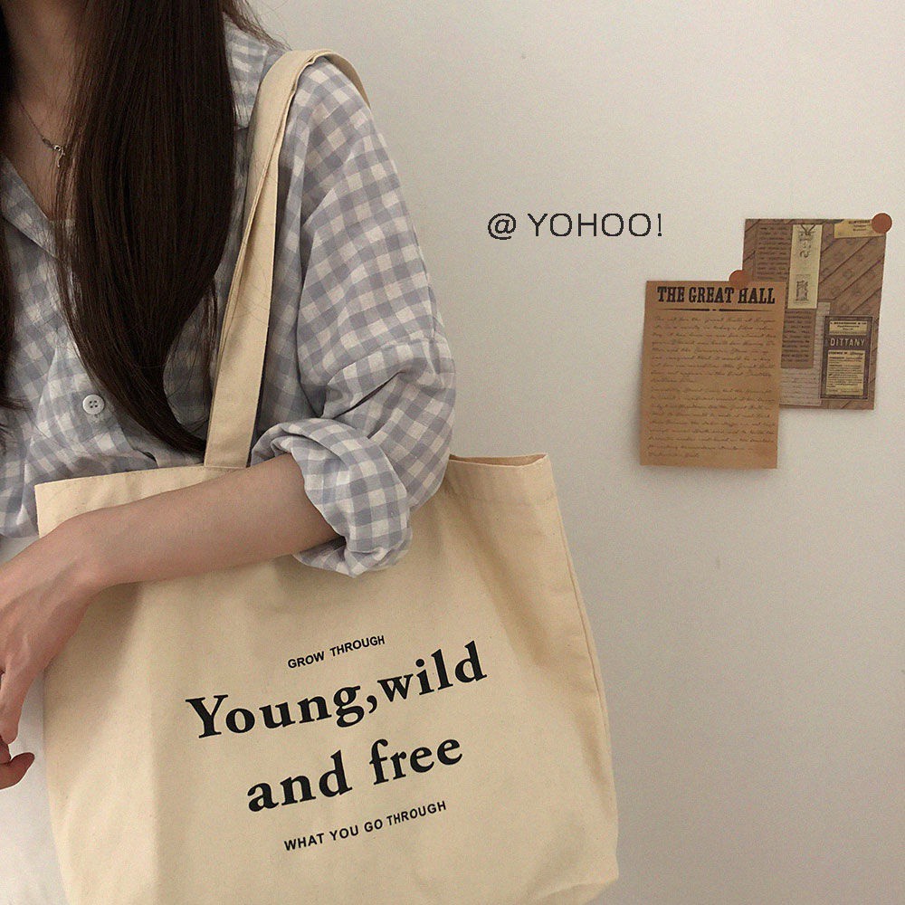 กระเป๋าสะพายไหล่นักเรียนญี่ปุ่นหญิงญี่ปุ่นฮาราจูกุสาวนุ่มสาวสาวกระเป๋าผ้าใบกระเป๋าช้อปปิ้ง