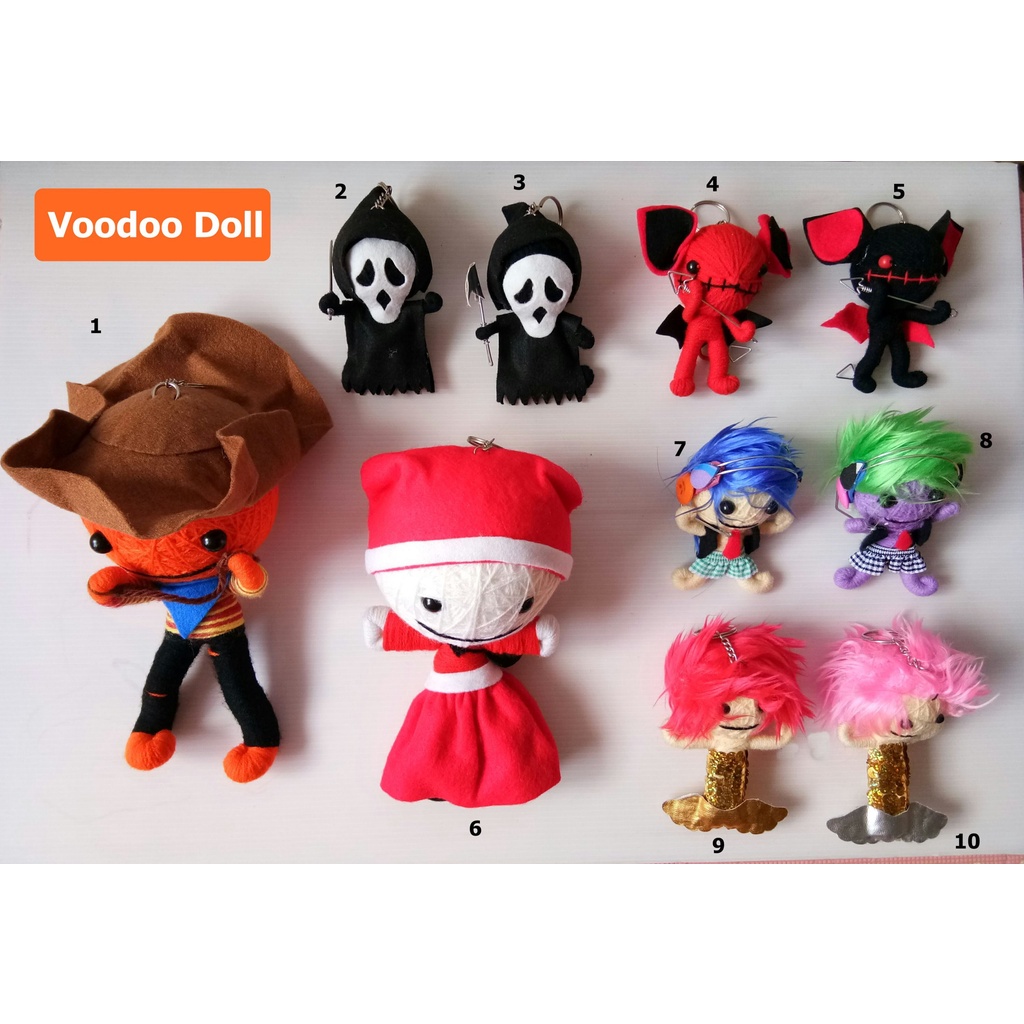 ตุ๊กตาวูดู-ลายโมเดล-cowboy-ghostface-devil-santra-claus-mermaid-พวงกุญแจห้อยกระเป๋า-voodoo-string-doll-keychain-10