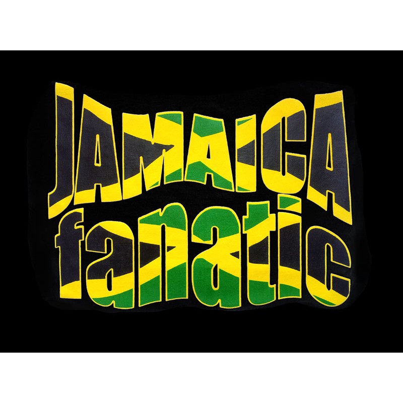 เสื้อยืดราสต้า-tee-shirt-jamaica-flag-colors-fanatic-เสื้อยืดคอกลมสีดำสกรีนลายตัวอักษร-jamaica-fanatic-black-tee-shirt