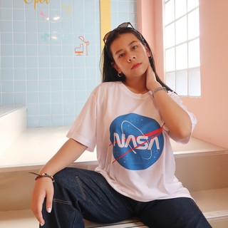 Live308# เสื้อขาว “Nasa” S-XXL อก 32-50 สไตล์เกาหลี Dream Big Tshirt โอเวอร์ไซน์ สาวอวบใส่ได้ สีขาว คอกลม เเฟชั่น