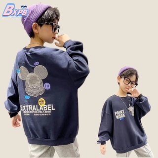 Bxpb เสื้อกันหนาวลําลอง แขนยาว คอกลม พิมพ์ลาย สไตล์เกาหลี แฟชั่นฤดูใบไม้ร่วง