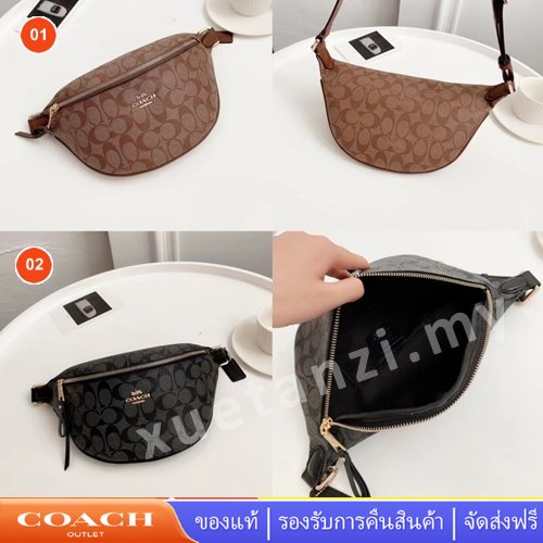 coach-f48740-ลายคลาสสิกความจุขนาดใหญ่หนังเต็มกระเป๋าสตรีเอวเอนกประสงค์