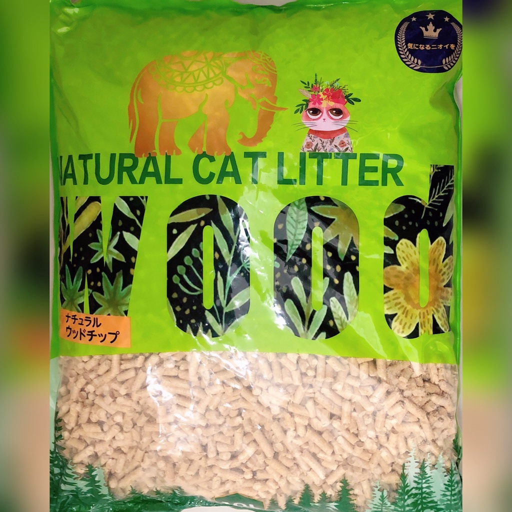 รูปภาพสินค้าแรกของทรายแมวไม้สน 10 ลิตร ไร้สารเคมี ดับกลิ่นได้ดี / Wood cat litter 10 L