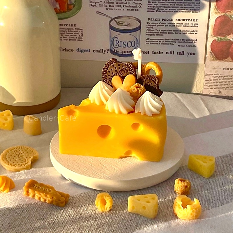 เทียนหอมน่ารัก-เทียนหอมไขถั่วเหลือง-เทียนรูปชีส-cheese-candle-น้องเทียนชีส-น่ารัก