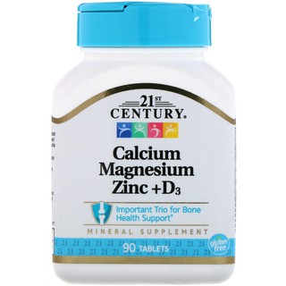 ภาพขนาดย่อของภาพหน้าปกสินค้า21st Century, Calcium Magnesium Zinc + D3, 90 Tablets แคลเซียม แมกนีเซียม จากร้าน eucerinthiiland บน Shopee ภาพที่ 1