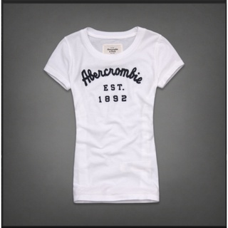 Abercrombie Fitch เสื้อยืดคอกลม แขนสั้น ผ้าฝ้าย สําหรับผู้หญิง