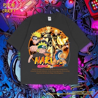 เสื้อยืด ขนาดใหญ่ พิมพ์ลาย Psycho Crucify Uzumaki Naruto | สีดํา | สีเทาเข้ม | เสื้อยืด ลายการ์ตูนนารูโตะ | อนิเมะ | เสื