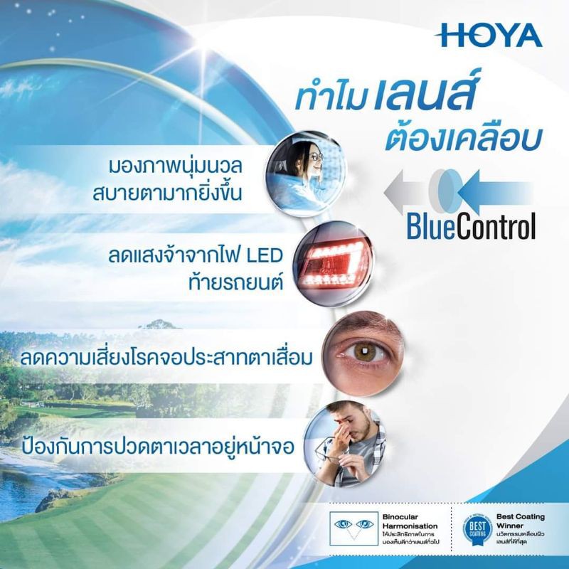 เลนส์hoya1-55bluecontrolของแท้แถมกรอบแว่นตาฟรี-รับตัดเลนส์สายตา