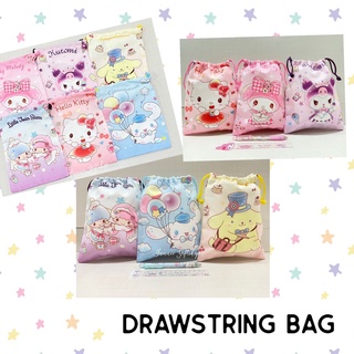 สินค้า พร้อมส่ง ถุงผ้าหูรูด ผ้าแคนวาส ลายการ์ตูน Wink