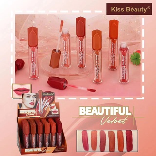 Kiss Beauty ลิปสติก เนื้อครีมบางเบา พร้อมเม็ดสีเข้มข้นและผิวเคลือบด้าน ลิปกลอส แมท ลิป กลอส ลิปแมตต์