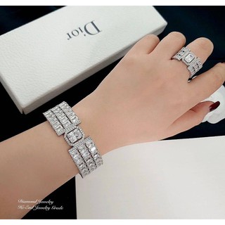 เป็นset (ไม่ขายแยกค่ะ) Diamond Bangle & Ring กำไลข้อมือและแหวนเข้าเซต งานเพชร CZ แท้งานเกรดไฮเอนค่ะ