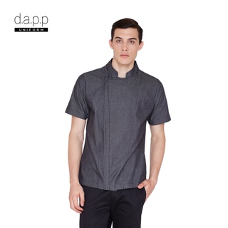 สินค้า dapp Uniform เสื้อเชฟ แบบซิป แขนสั้น Jeff Grey Denim Zipper Shortsleeves Chef Jacket สียีนส์เทาเข้ม(TJKA1005)