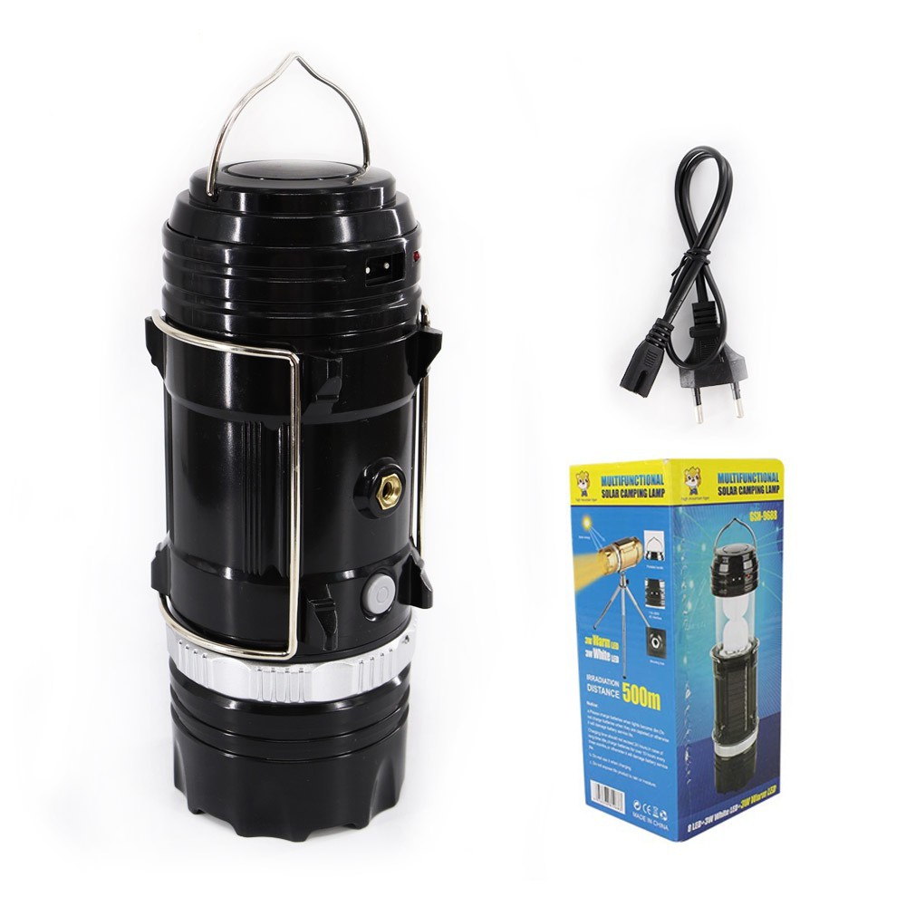 ตะเกียงไฟฉาย ไฟฉาย ไฟแคมป์ปิ้ง GSH-9688 Camping Lamp Solar Zoom 8LED+3W ...