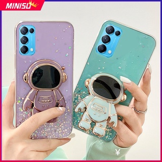 เคสโทรศัพท์มือถือ ลายนักบินอวกาศ 3D แต่งกลิตเตอร์ พร้อมที่ตั้งวาง สําหรับ OPPO Reno 6 5 5Pro 5F 4 4Pro 4F 3 3Pro 2 2F 2Z