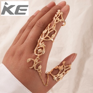 Exaggerated ring flower chain temperament hollow carved connecting ring jewelry women for girl