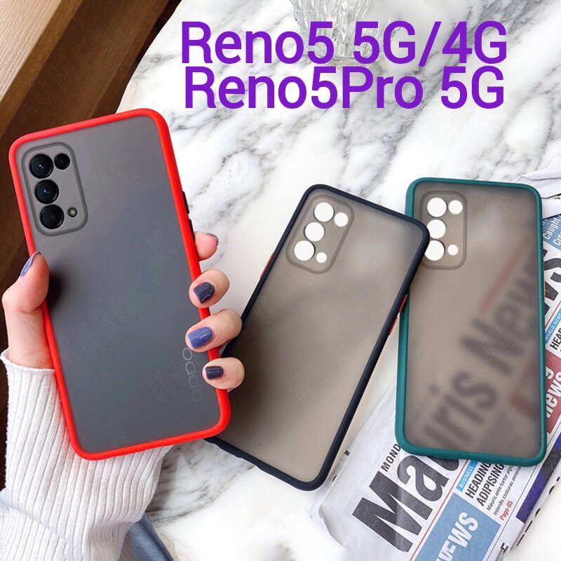 reno5-พร้อมส่งในไทย-เคสขอบนิ่มหลังแข็งขุ่นคลุมกล้องoppo-reno5-5g-reno5-4g-reno5pro-5g