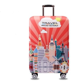 Chu Luggage  ผ้าคลุมกระเป๋าเดินทางลายเมืองท่องเที่ยว  รุ่น046  สีแดง