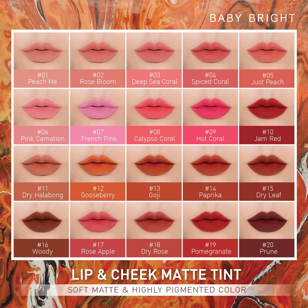 ภาพสินค้าถูก/แท้/ส่งฟรี ลิป Baby Bright Lip&Cheek Matte Tint ลิปเบบี้ ไบรท์ ลิปชีค ลิปแมทต์ ลิปจุ่ม ลิปแมท ลิปสติก เบบี้ไบรท์ จากร้าน lovelove_may บน Shopee ภาพที่ 6