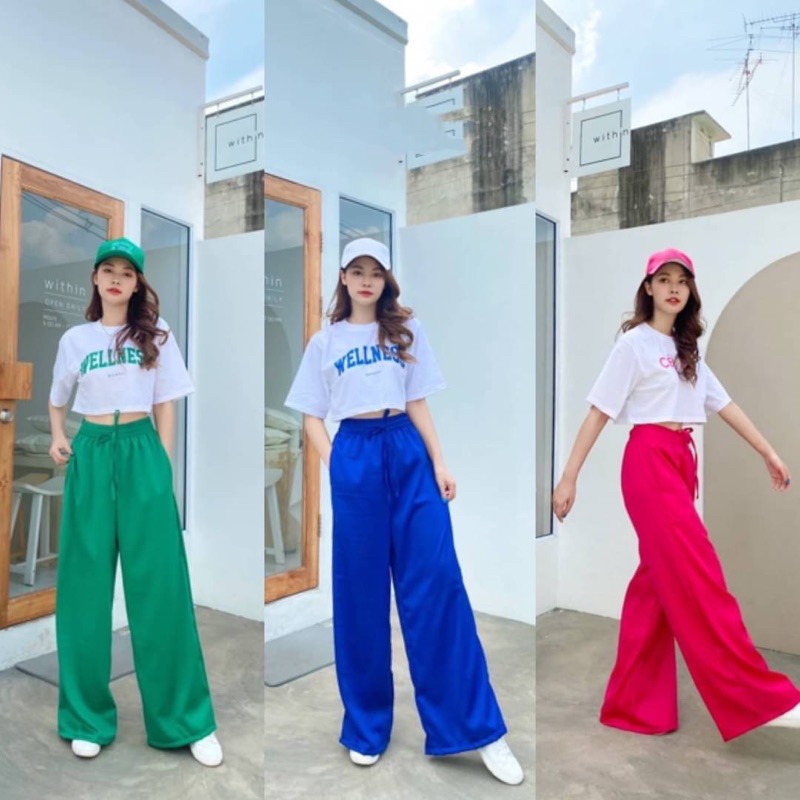 รูปภาพของชุดเซ็ทสปอตสีเก๋ๆ เสื้อ oversize + กางเกงขายาว สดใสที่สุด พร้อมส่งลองเช็คราคา