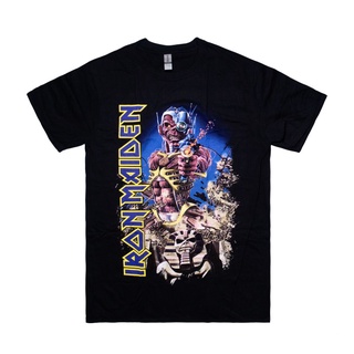 คอลูกเรือเสื้อยืดคอกลมเสื้อวง Iron Maiden - Somewhere Back In Time - Mผ้าฝ้ายแท้