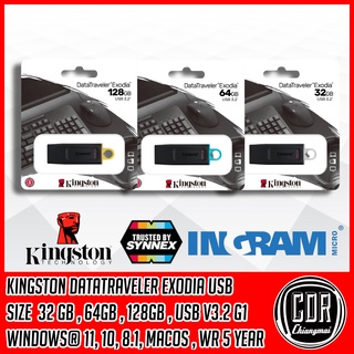 Kingston 32,64,128GB DataTraveler Exodia USB 3.2 Flash Drive (DTX/32,64,128GB) (สินค้ารับประกันโดย SYNNEX 5 ปี)