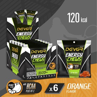 ภาพหน้าปกสินค้าDEVER energy chews (vital amino acid) เยลลี่ให้พลังงาน กรดอะมิโน BCAA เกลือแร่ สำหรับนักกีฬา นักวิ่ง > 30 g รสส้ม 6 ซอง ซึ่งคุณอาจชอบราคาและรีวิวของสินค้านี้