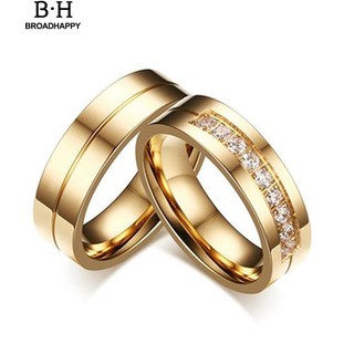 💘broadhappy💍1 ชิ้น titanium เหล็ก r แหวนทองคำชุบแหวนคู่สำหรับผู้ชายผู้หญิง แหวนเกลี้ยง