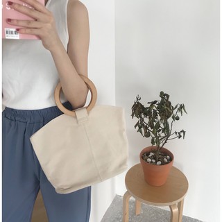 (Preorder) Wood Ring Calico Hand Bag