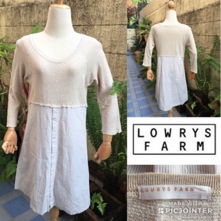 2sis1bro แบรนด์แท้ Lowrys Farm เดรสผ้าฝ้าย กระโปรงลายทาง แขนห้าส่วน  มือสอง พร้อมส่ง sz F