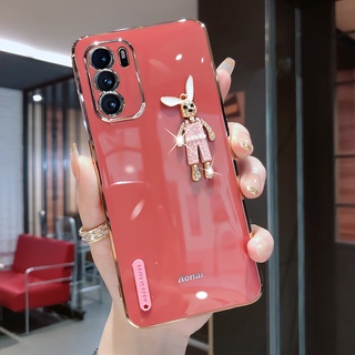 เคส OPPO A16 Reno 6Z 6 A57 A77 5G A95 A96 A76โทรศัพท์มือถือแบบนิ่ม กันกระแทก กันรอยกล้อง ลายกระต่าย หรูหรา สําหรับ