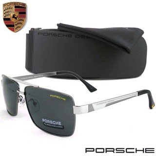 Polarized แว่นกันแดด แฟชั่น รุ่น PORSCHE UV 8712 C-3 สีเงินเลนส์ดำ เลนส์โพลาไรซ์ ขาข้อต่อ สแตนเลส สตีล แว่นตา Sunglasses