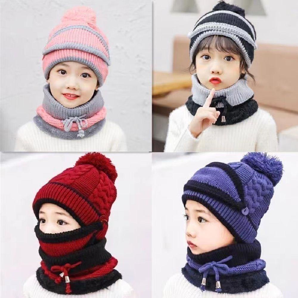alisondz-เด็ก-ฤดูหนาว-หมวกน่ารัก-สวยงาม-เด็ก-คอ-อุ่น-เด็กชายหญิง-พร้อมผ้าพันคอ-ผ้าขนสัตว์ถัก-หมวกเด็ก-หมวก