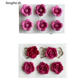Fengfei แม่พิมพ์ซิลิโคน รูปดอกไม้ ขนาดเล็ก สําหรับทําช็อคโกแลต ฟองดองท์ วันเกิด TH