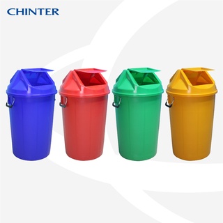 CHINTER  F001ถังขยะพลาสติก100ลิตร ฝาสวิง มีสีเหลือง,น้ำเงิน,แดง,เขียว ไม่สกรีน/สกรีน