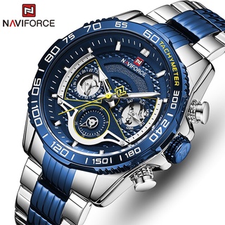 สินค้า NAVIFORCE Mens นาฬิกาแบรนด์หรูแฟชั่นควอตซ์กันน้ำสแตนเลสนาฬิกาข้อมือผู้ชาย