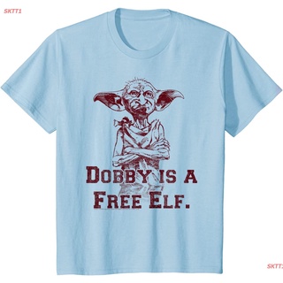 เสื้อยืดฤดูร้อนcalใหม่○✚▫SKTT1 แฮร์รี่พอตเตอร์เสื้อยืดยอดนิยม Kids Harry Potter Dobby Is A Free Elf Portrait T-Shirt Har